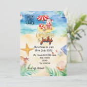 Kerstmis in juli met SANTA CLAUS Save the date Kaart (Staand voorkant)