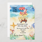 Kerstmis in juli met SANTA CLAUS Save the date Kaart (Voorkant / Achterkant)