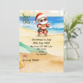 Kerstmis in juli met SANTA CLAUS Save the date Kaart (Staand voorkant)