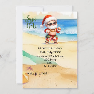 Kerstmis in juli met SANTA CLAUS Save the date Kaart