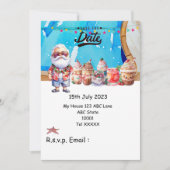 Kerstmis in juli met SANTA CLAUS Save the date Kaart (Voorkant)
