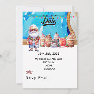 Kerstmis in juli met SANTA CLAUS Save the date Kaart