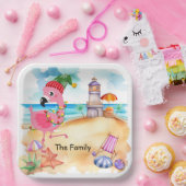 Kerstmis in juli met SANTA flamingo Papieren Bordje (Feest)