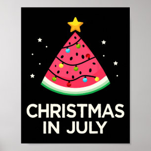 Kerstmis in juli met watermeloenboom voor zomer  poster