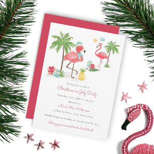 Kerstmis in juli moderne flamingo party kaart