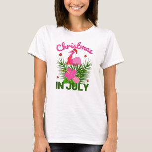 Kerstmis in Juli Mooie Zomer Flamingo T-Shirt