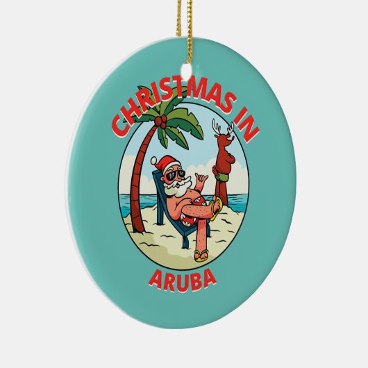 Kerstmis in juli op de Beach Aruba Keramisch Ornament (Rechts)