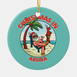 Kerstmis in juli op de Beach Aruba Keramisch Ornament