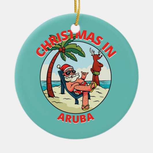 Kerstmis in juli op de Beach Aruba Keramisch Ornament (Voorkant)