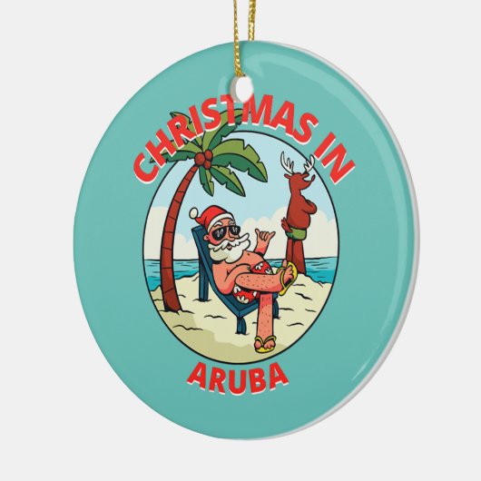 Kerstmis in juli op de Beach Aruba Keramisch Ornament (Links)