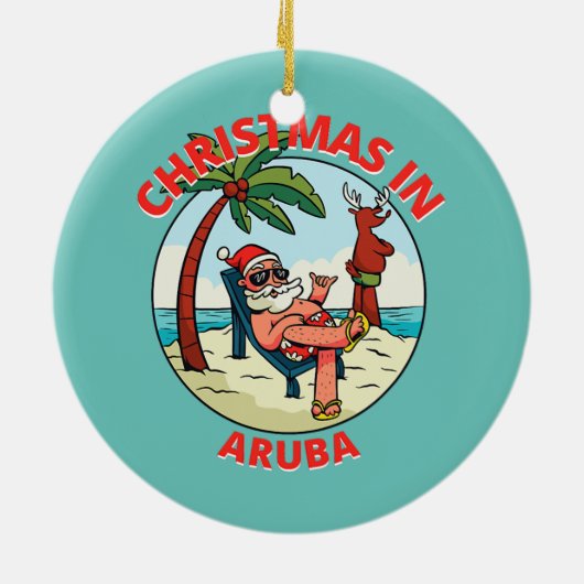 Kerstmis in juli op de Beach Aruba Keramisch Ornament (Achterkant)