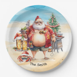 Kerstmis in juli op het strand papieren bordje