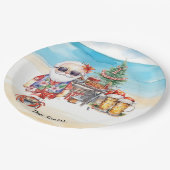 Kerstmis in juli op het strand papieren bordje (Gekanteld)
