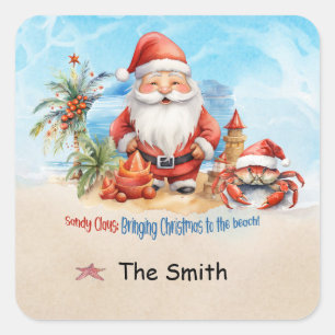 Kerstmis in juli op het strand vierkante sticker