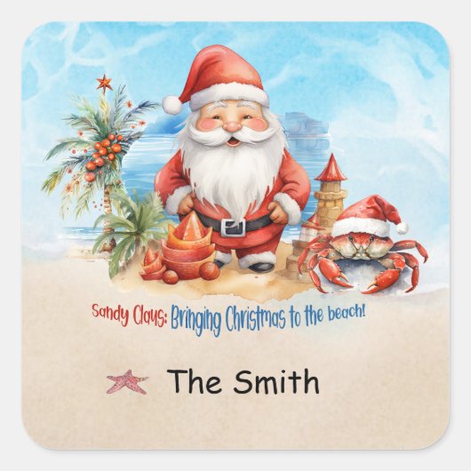 Kerstmis in juli op het strand vierkante sticker (Voorkant)