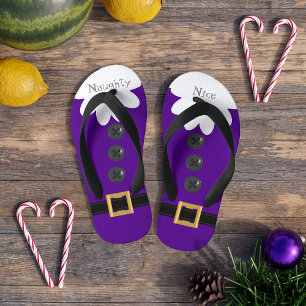 Kerstmis in juli Paarse Naughty of Nice Festive Kinder Teenslippers