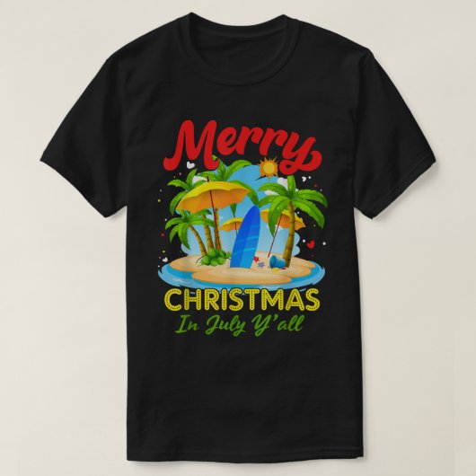 Kerstmis in juli Palm Tree Xmas Beach Summer T-shirt (Design voorkant)