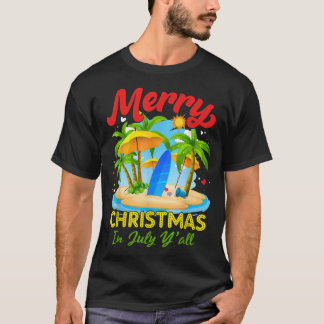 Kerstmis in juli Palm Tree Xmas Beach Summer T-shirt