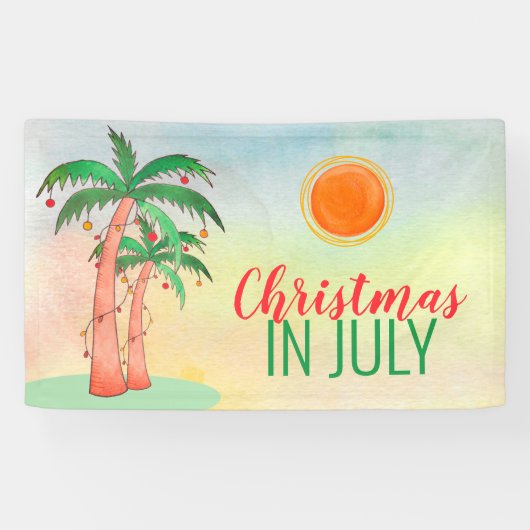 Kerstmis in juli Palm Trees Banner (Horizontaal)