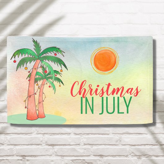 Kerstmis in juli Palm Trees Banner