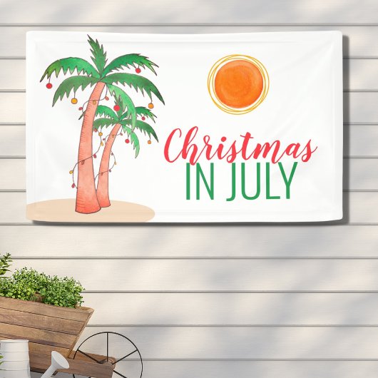 Kerstmis in juli Palm Trees Banner