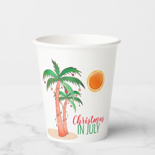 Kerstmis in juli Palm Trees Papieren Bekers (Voorkant)