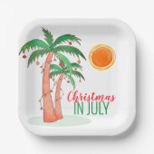 Kerstmis in juli Palm Trees Party Paper Borden Papieren Bordje (Voorkant)