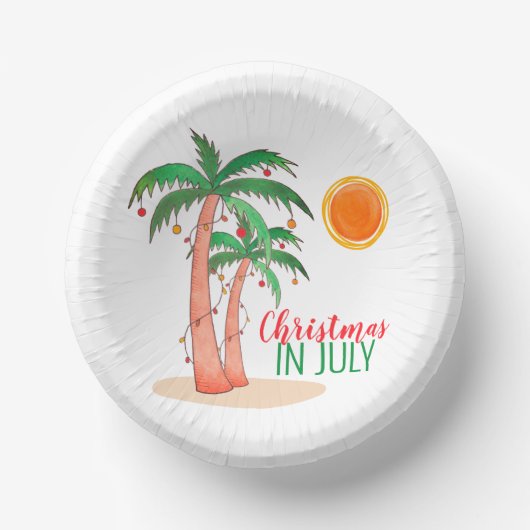 Kerstmis in juli Palm Trees Party Paper Bowls Papieren Kommen (Voorkant)
