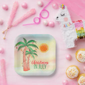 Kerstmis in juli Palm Trees Party Papieren Bordje (Feest)