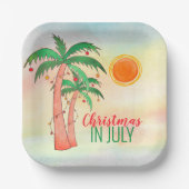 Kerstmis in juli Palm Trees Party Papieren Bordje (Voorkant)