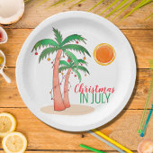 Kerstmis in juli Palm Trees Party Papieren Bordje