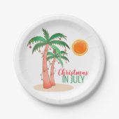 Kerstmis in juli Palm Trees Party Papieren Bordje (Voorkant)