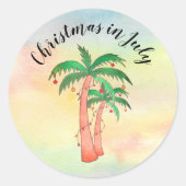 Kerstmis in juli Palm Trees Ronde Sticker (Voorkant)