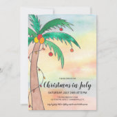 Kerstmis in juli palmbomen feest uitnodiging (Voorkant)