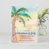 Kerstmis in juli palmbomen feest uitnodiging (Staand voorkant)