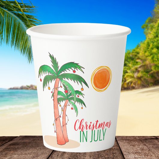 Kerstmis in juli Palmbomen Papieren Bekers