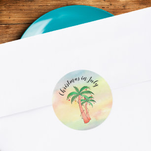 Kerstmis in juli Palmbomen Ronde Sticker