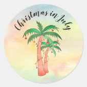 Kerstmis in juli Palmbomen Ronde Sticker (Voorkant)