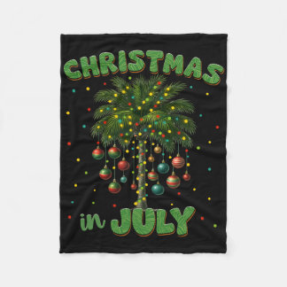 Kerstmis in juli Palmboom Hawaii Strand Zomer Vaka Fleece Deken