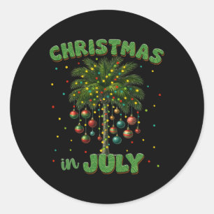 Kerstmis in juli Palmboom Hawaii Strand Zomer Vaka Ronde Sticker