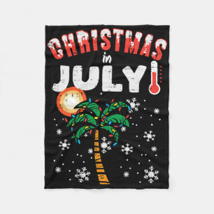 Kerstmis in juli Palmboom Kerstmis Strand Zomer He Fleece Deken
