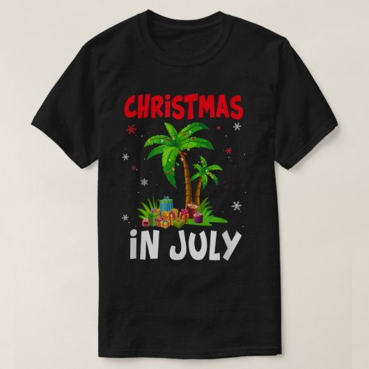 Kerstmis in juli palmboom - zomervakantie t-shirt (Design voorkant)