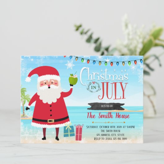 Kerstmis in juli partijuitnodiging kaart