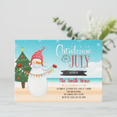 Kerstmis in juli partijuitnodiging kaart (Staand voorkant)