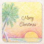 Kerstmis in Juli Party Tropisch Strand Kleurrijk Kartonnen Onderzetters (Voorkant)