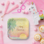 Kerstmis in Juli Party Tropisch Strand Kleurrijk Papieren Bordje (Feest)