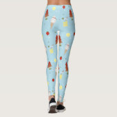 Kerstmis in juli patroon Leuke Sky Blue zomer Leggings (Achterkant)