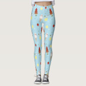 Kerstmis in juli patroon Leuke Sky Blue zomer Leggings (Voorkant)