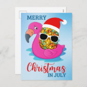 Kerstmis in juli Pineapple Santas Pet Flamingo Ho Feestdagenkaart (Voorkant / Achterkant)