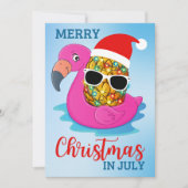 Kerstmis in juli Pineapple Santas Pet Flamingo Ho Feestdagenkaart (Voorkant)